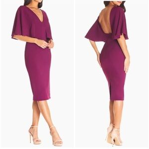 Dress the‎ Population Louisa V-Neck Sheath Dress Magenta XXS